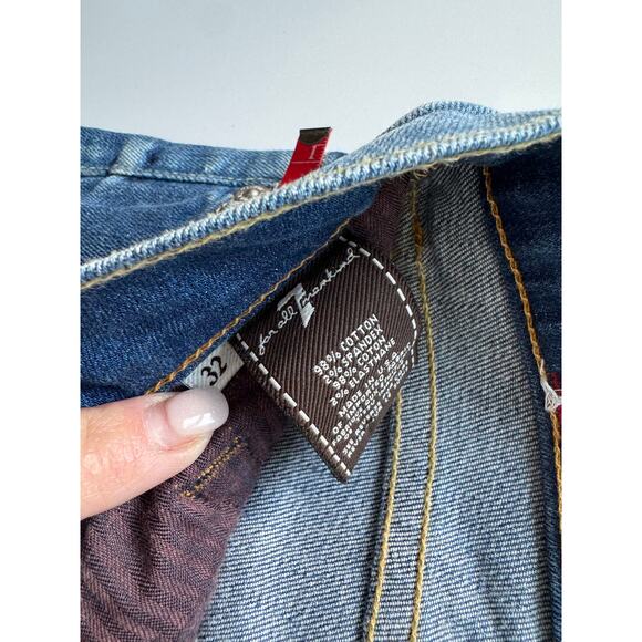 7 Seven For All Mankind Crop Dojo Jeans Size 32 Dark Wash Y2K Capri - Picture 8 of 10